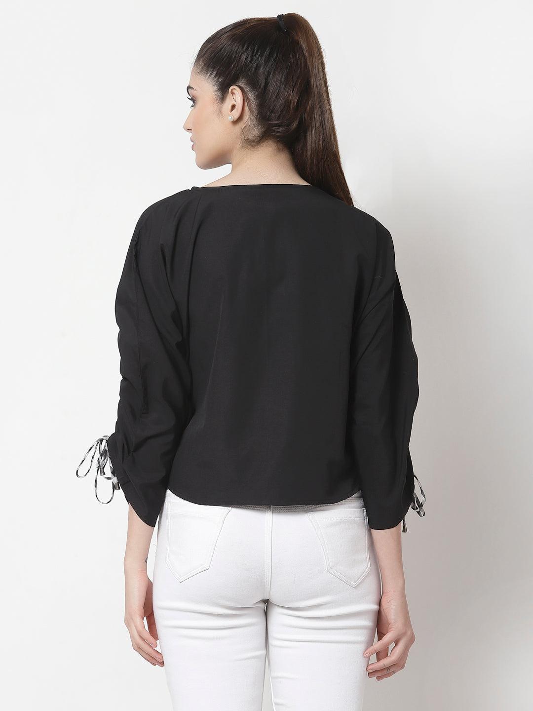 Black Extended Sleeves Top-Tops-StyleQuotient