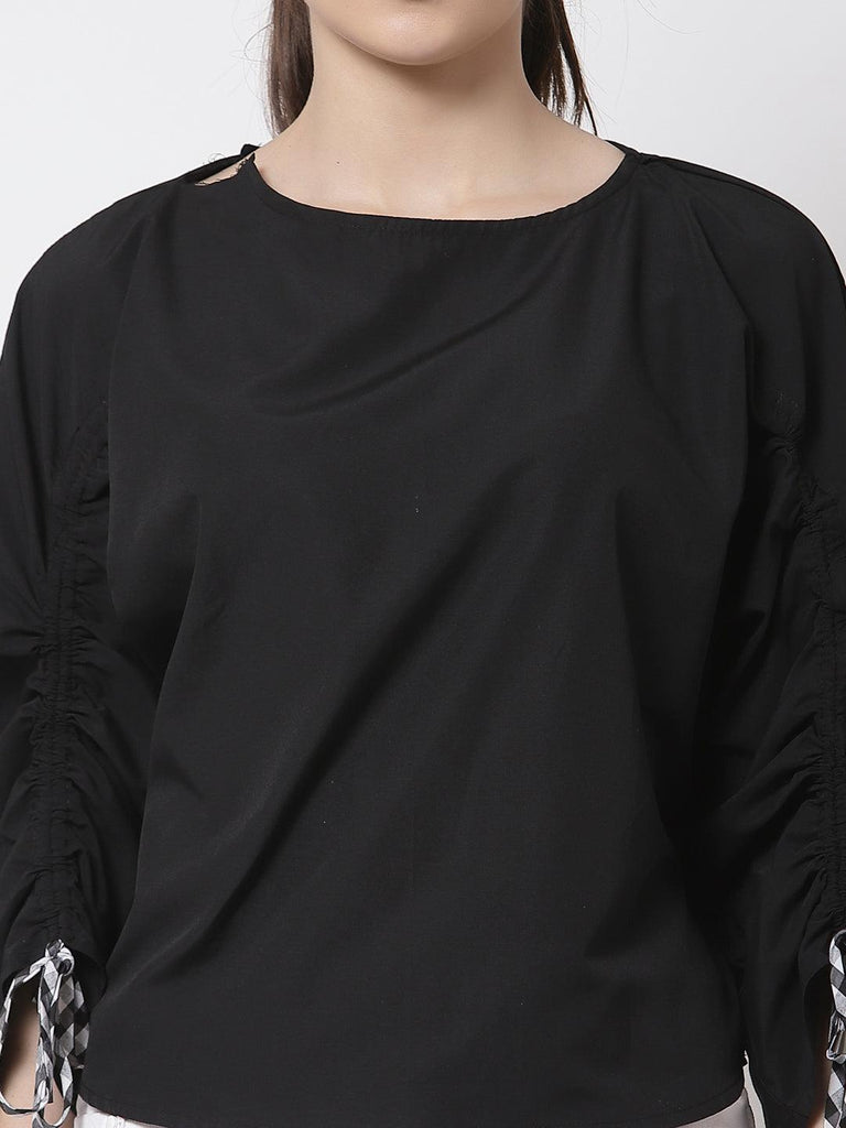 Black Extended Sleeves Top-Tops-StyleQuotient