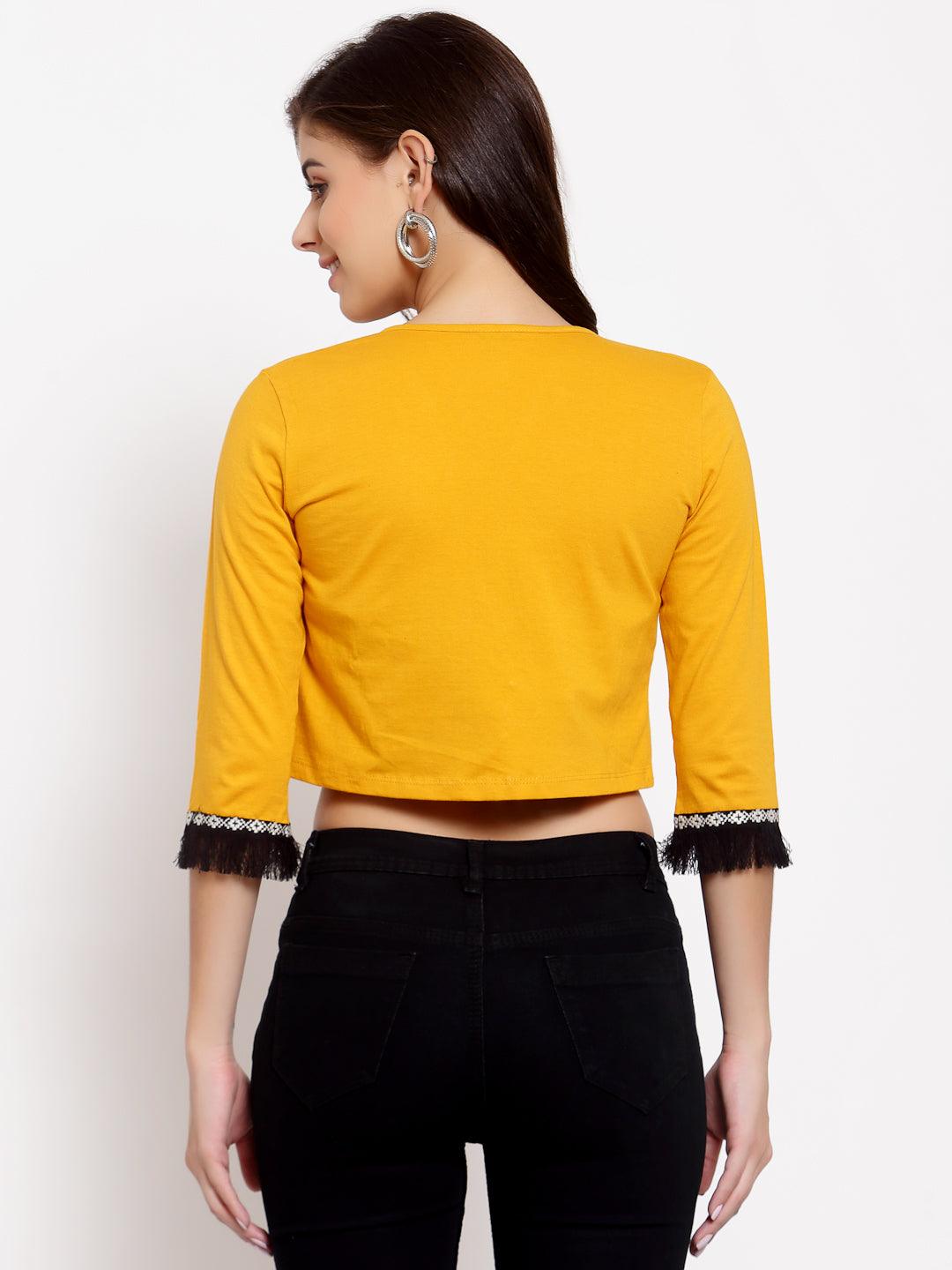 Style Quotient Womens Solid Crop Top-Shrug-StyleQuotient