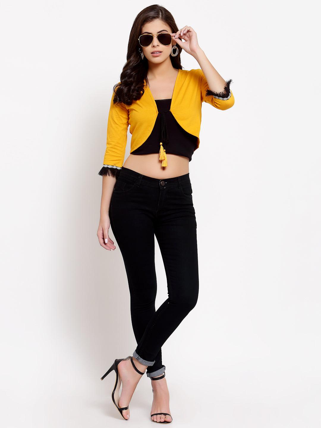 Style Quotient Womens Solid Crop Top-Shrug-StyleQuotient