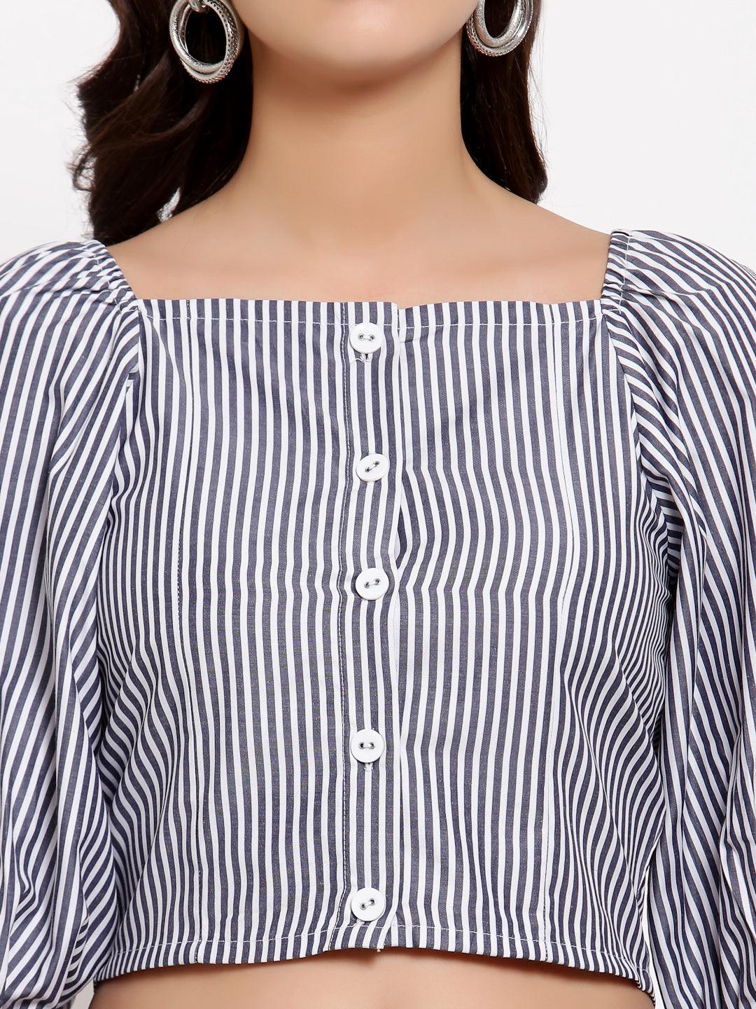 Style Quotient Womens Striped Crop Tops-Tops-StyleQuotient