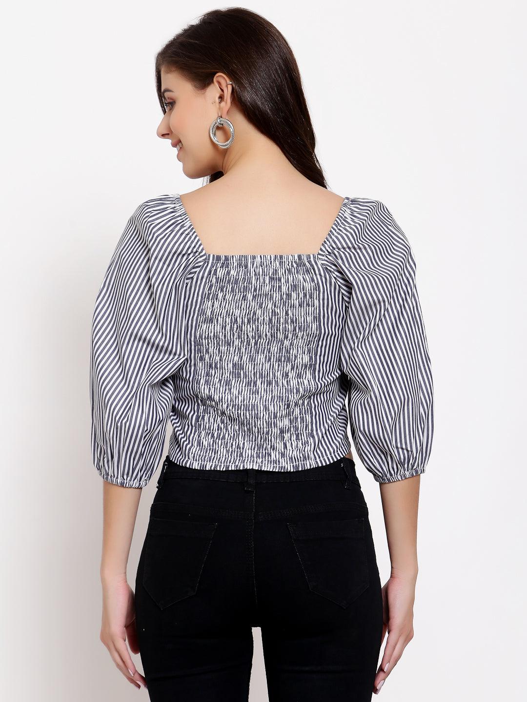 Style Quotient Womens Striped Crop Tops-Tops-StyleQuotient