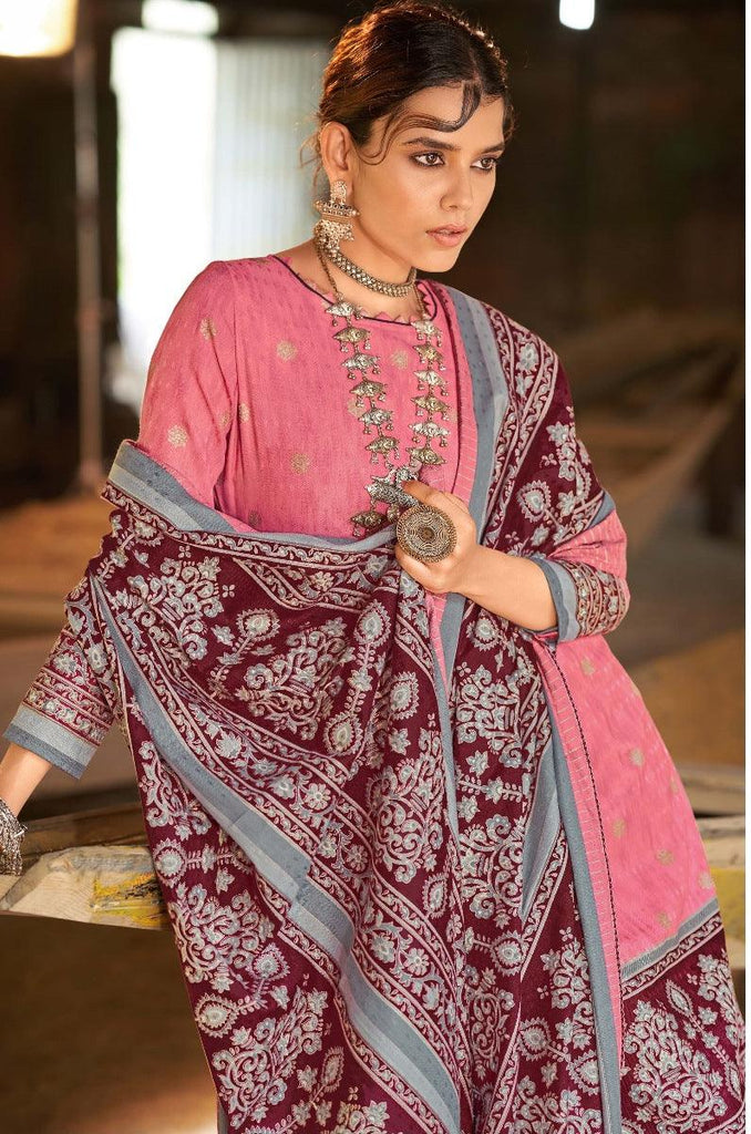 Women Hot Pink Ethnic Motifs Printed Unstitched Dress Material-Unstitched Kurta Set-StyleQuotient