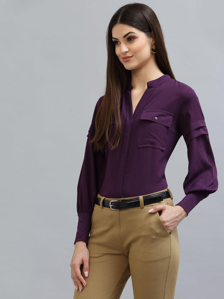 Style Quotient Women Purple Formal Shirt-Shirts-StyleQuotient