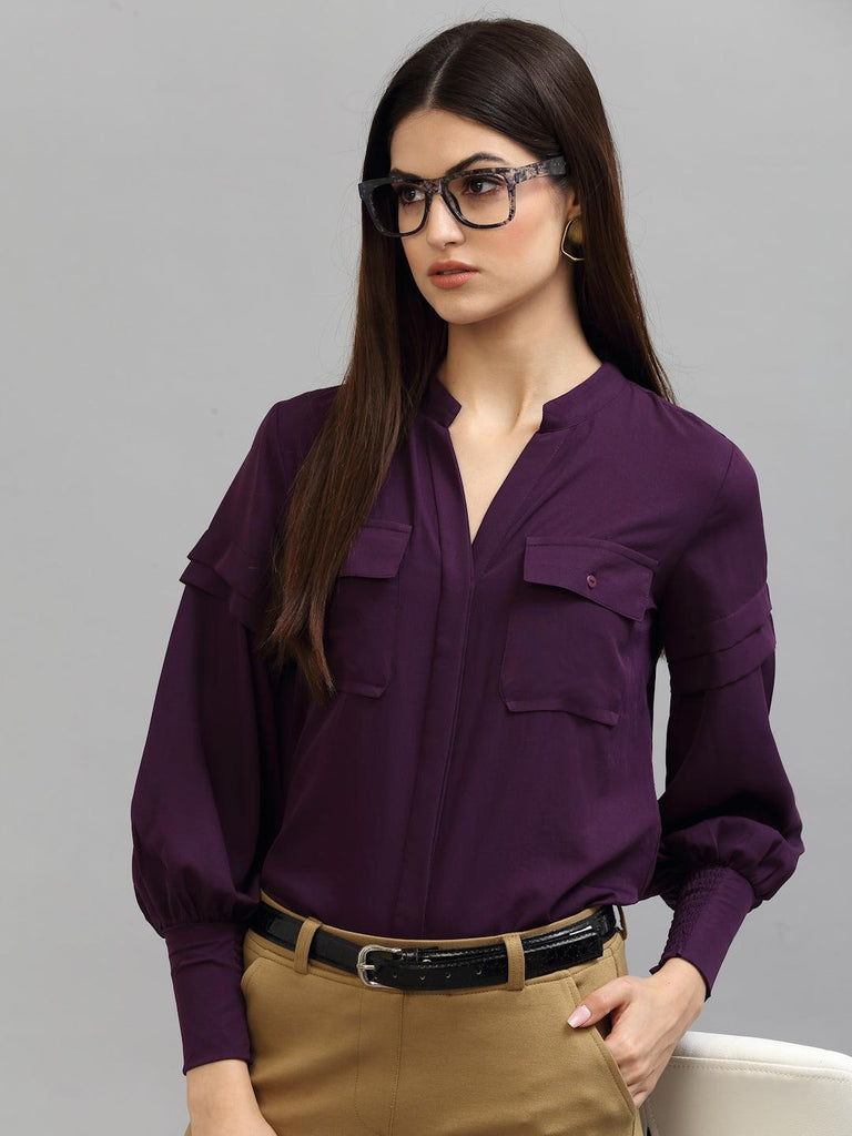 Style Quotient Women Purple Formal Shirt-Shirts-StyleQuotient