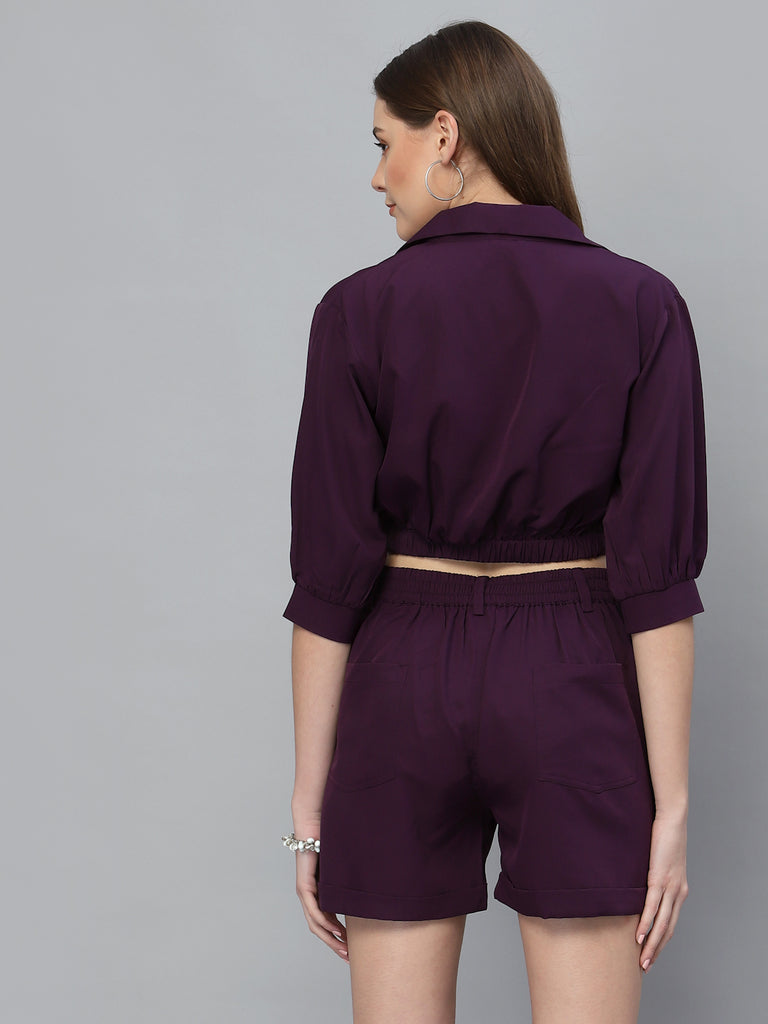Style Quotient Women Purple Solid Co-Ords-Co-Ords-StyleQuotient