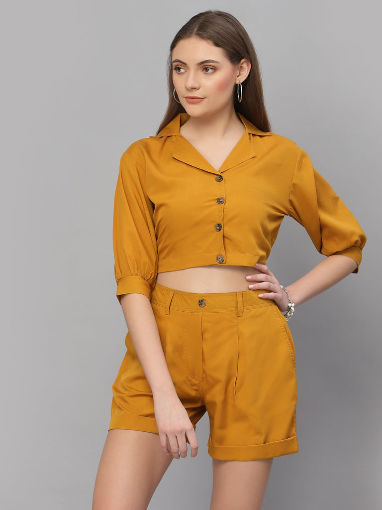 Style Quotient Women Mustard Yellow Solid Co-Ords-Co-Ords-StyleQuotient