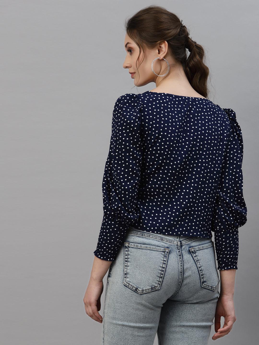 Style Quotient Women Navy Blue Printed Tops-Tops-StyleQuotient