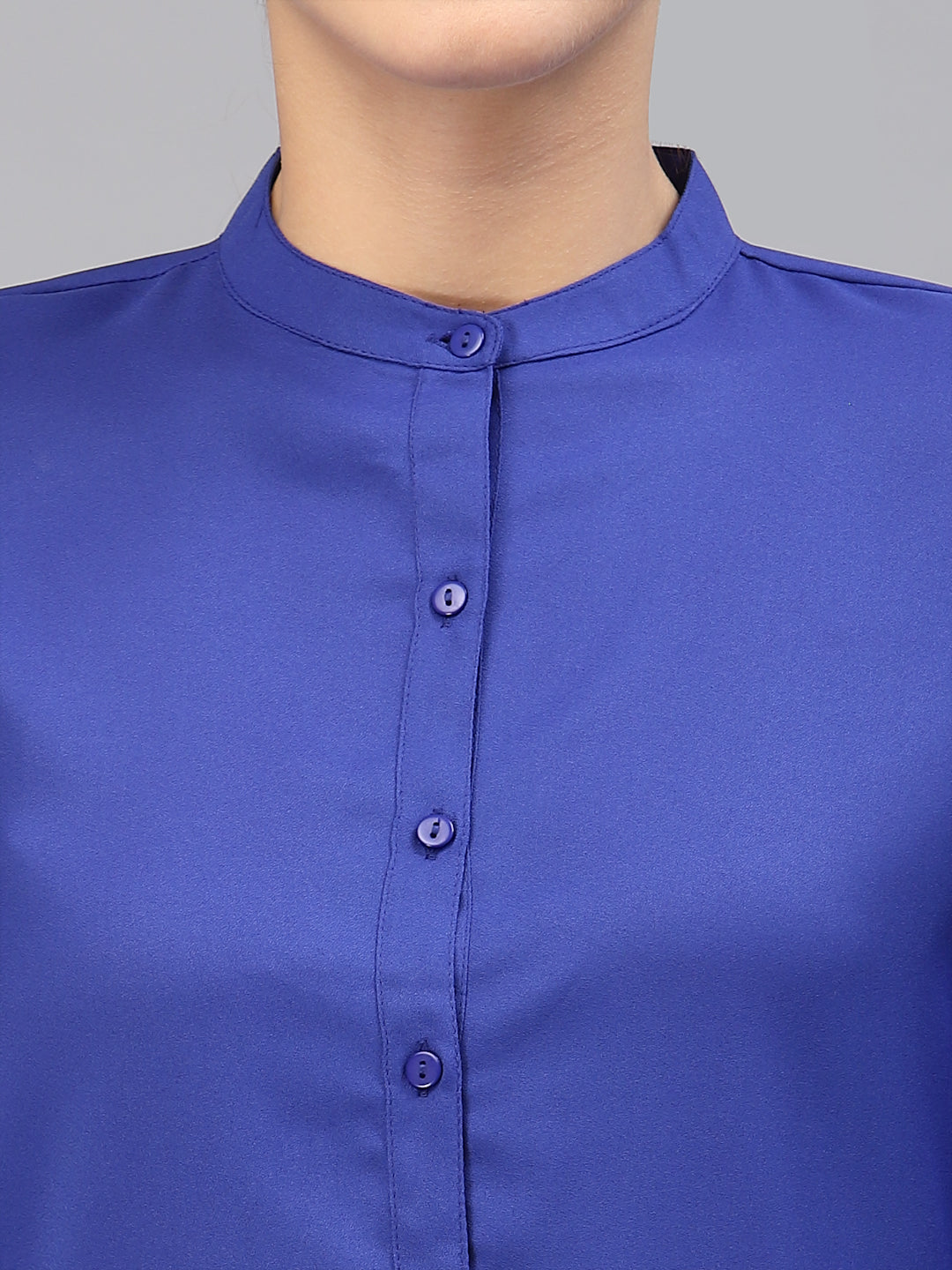 Style Quotient Women Solid Cobalt Blue Polyester Formal Shirt-StyleQuotient