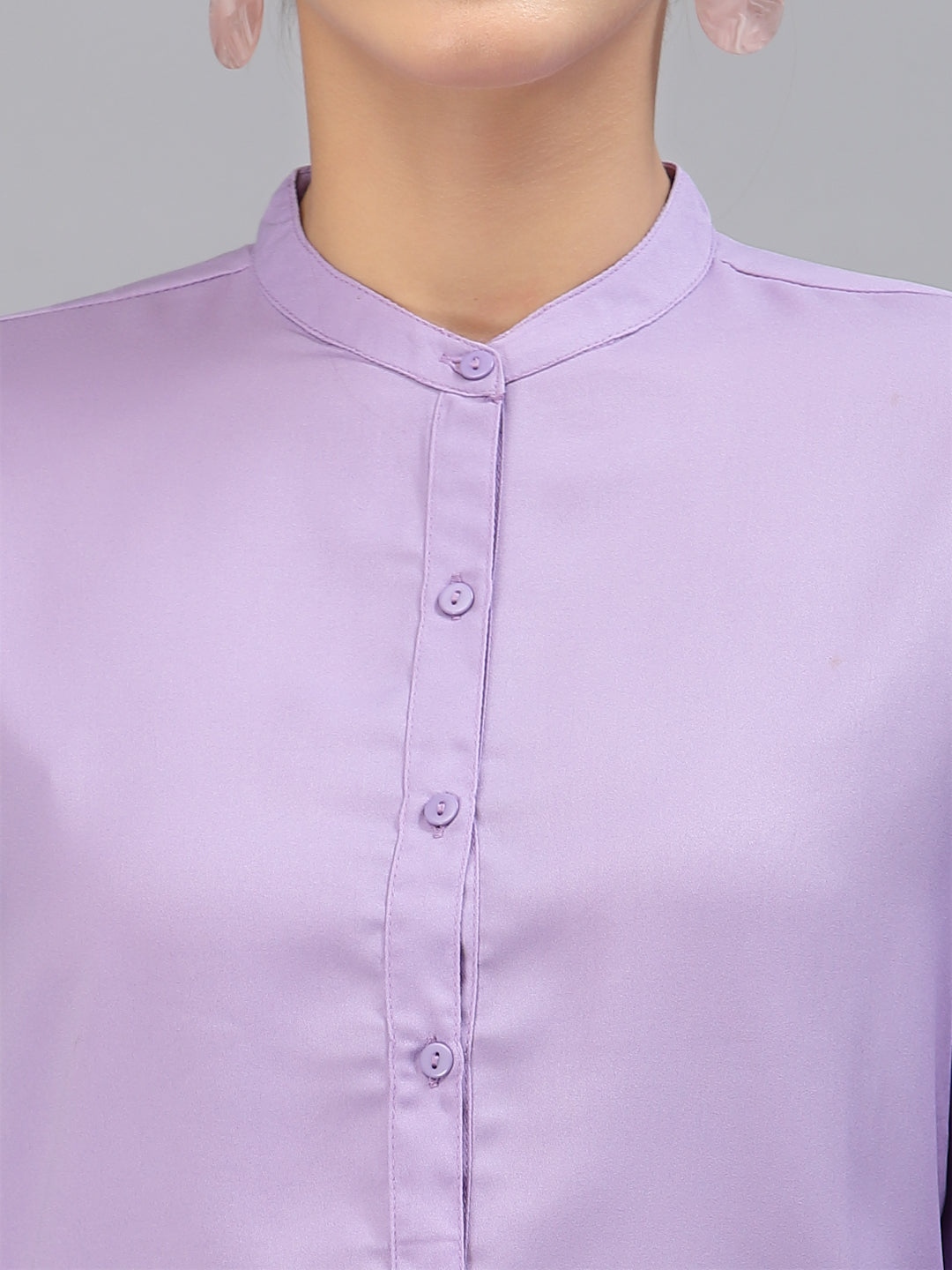 Style Quotient Women Solid Lilac Polyester Formal Shirt-Shirts-StyleQuotient