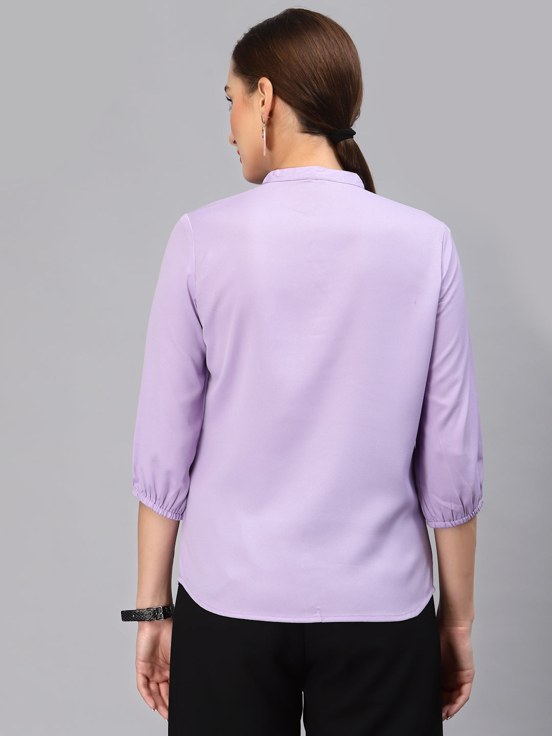 Style Quotient Women Solid Lilac Polyester Formal Shirt-Shirts-StyleQuotient