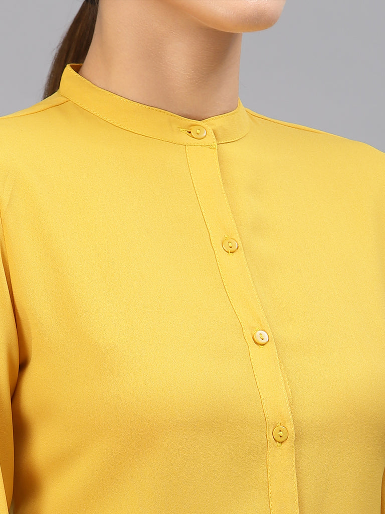 Style Quotient Women Solid Mustard Yellow Polyester Formal Shirt-Shirts-StyleQuotient