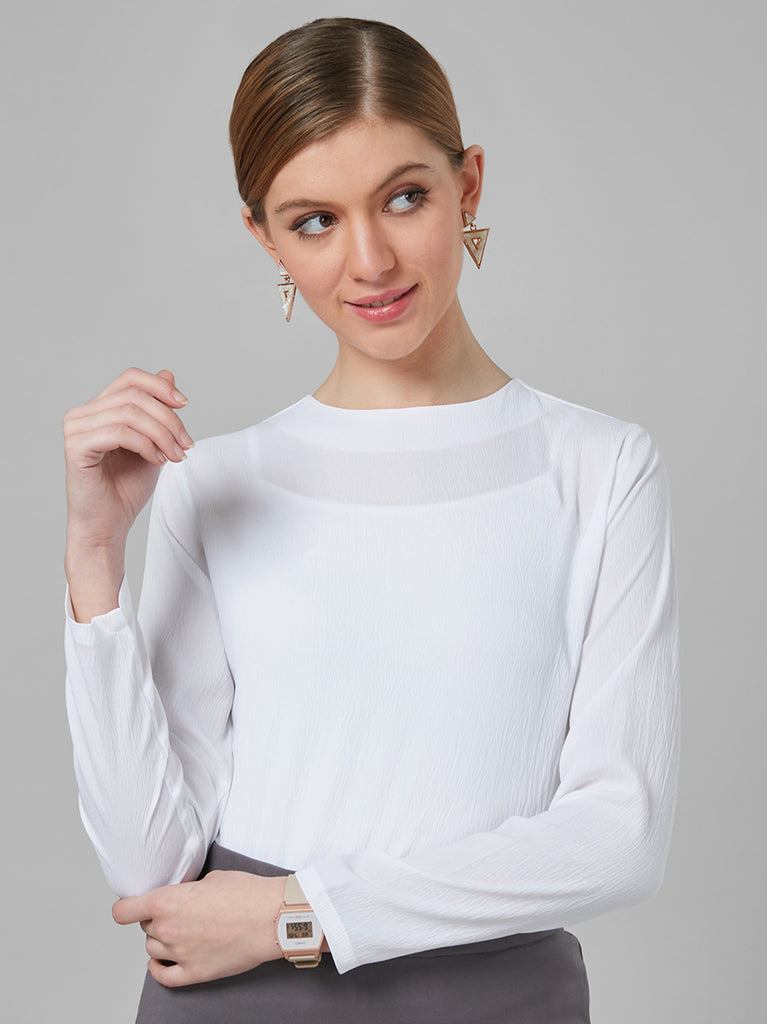 Style Quotient Women White Solid Tops-Tops-StyleQuotient