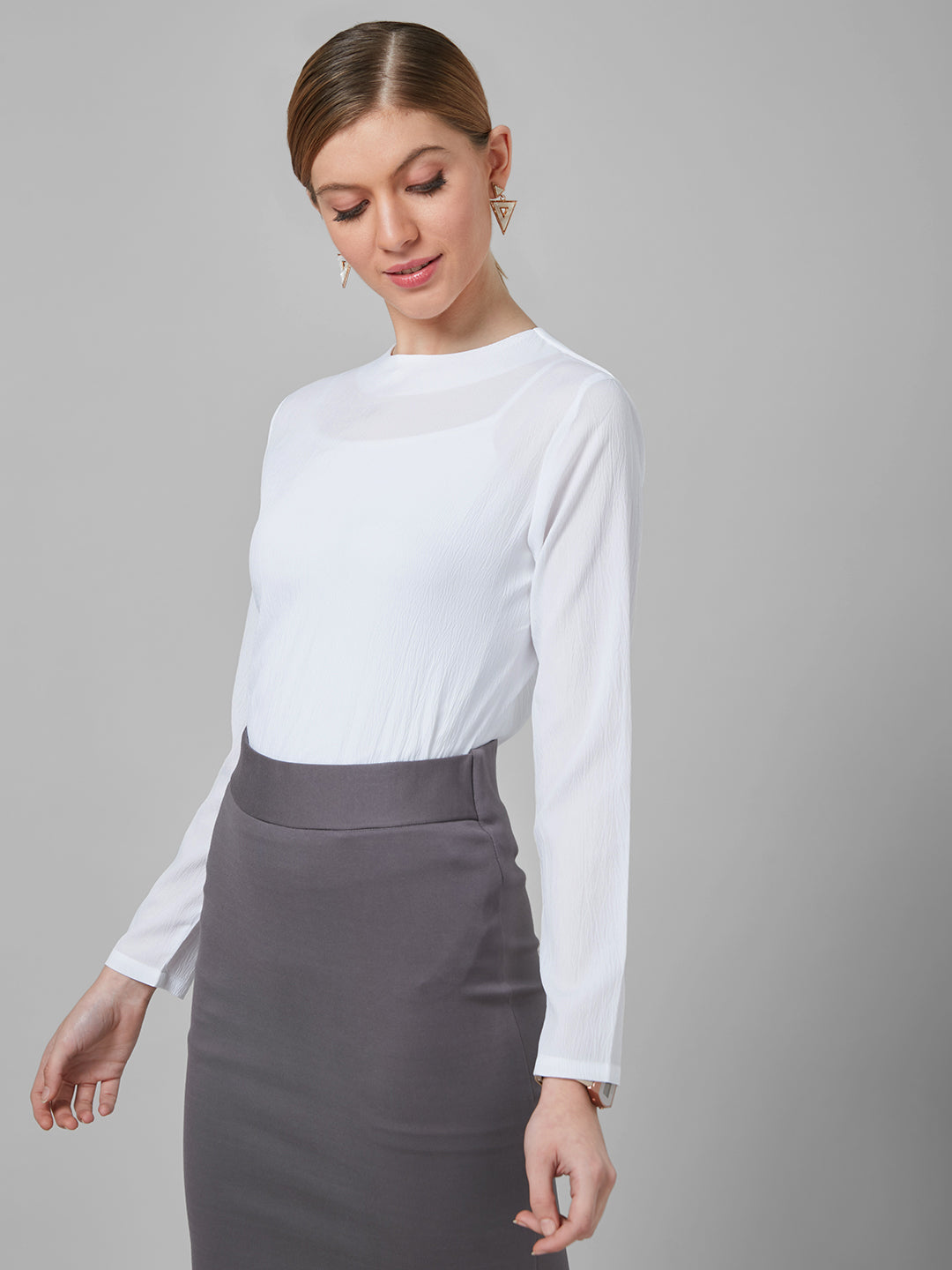 Style Quotient Women White Solid Tops-Tops-StyleQuotient