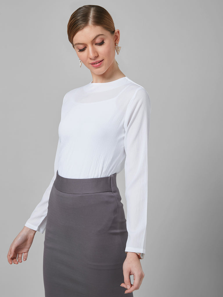 Style Quotient Women White Solid Tops-Tops-StyleQuotient