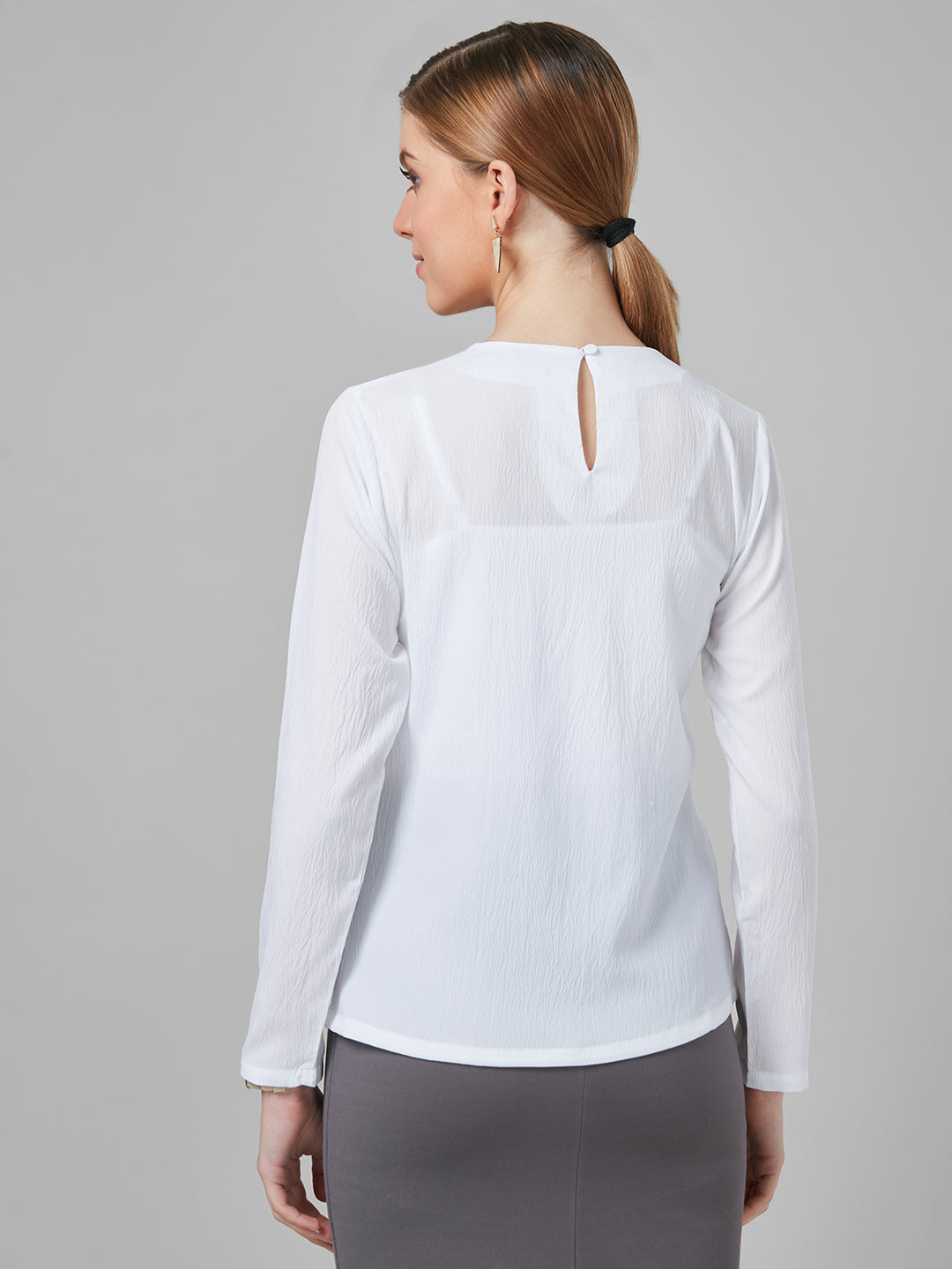 Style Quotient Women White Solid Tops-Tops-StyleQuotient