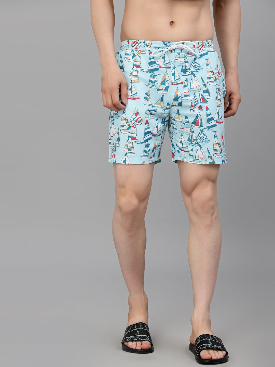 Style Quotient Men Sea Green Conversational Print Polyester Regular Swim Shorts-Men's swimwear-StyleQuotient