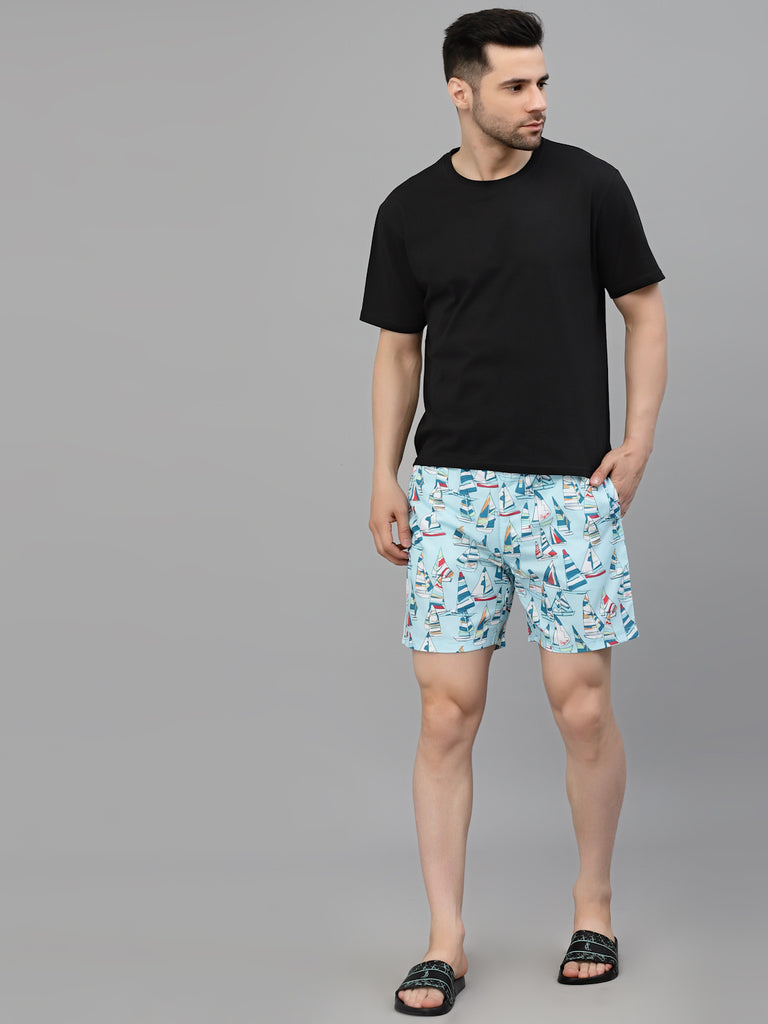 Style Quotient Men Sea Green Conversational Print Polyester Regular Swim Shorts-Men's swimwear-StyleQuotient