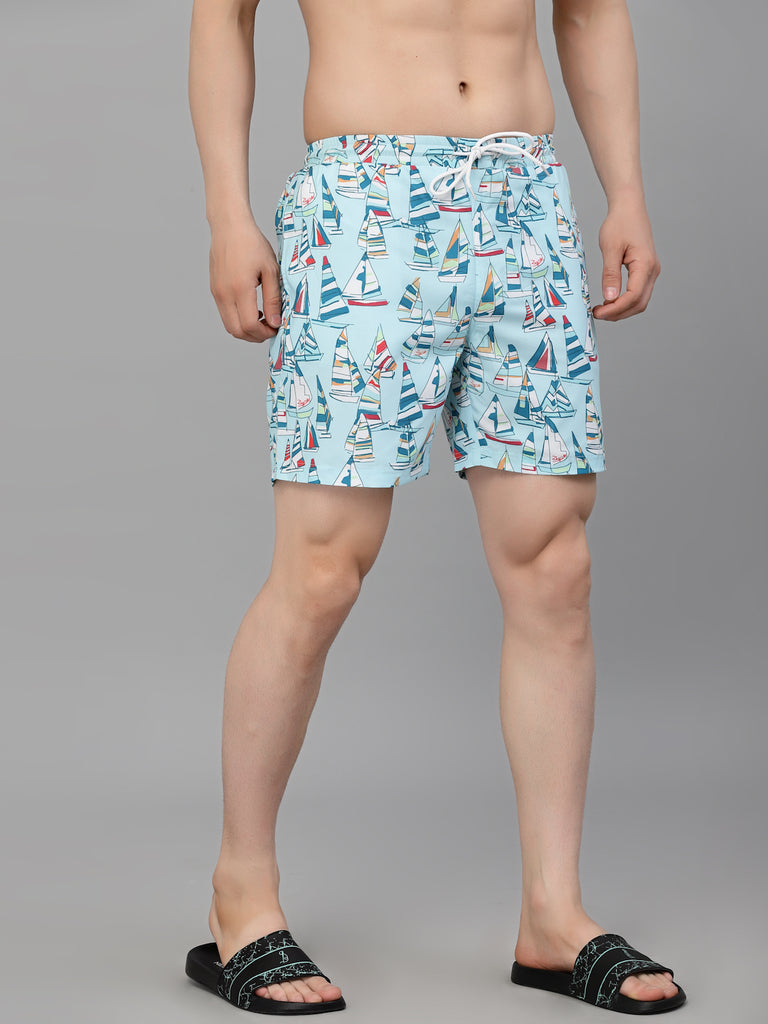 Style Quotient Men Sea Green Conversational Print Polyester Regular Swim Shorts-Men's swimwear-StyleQuotient