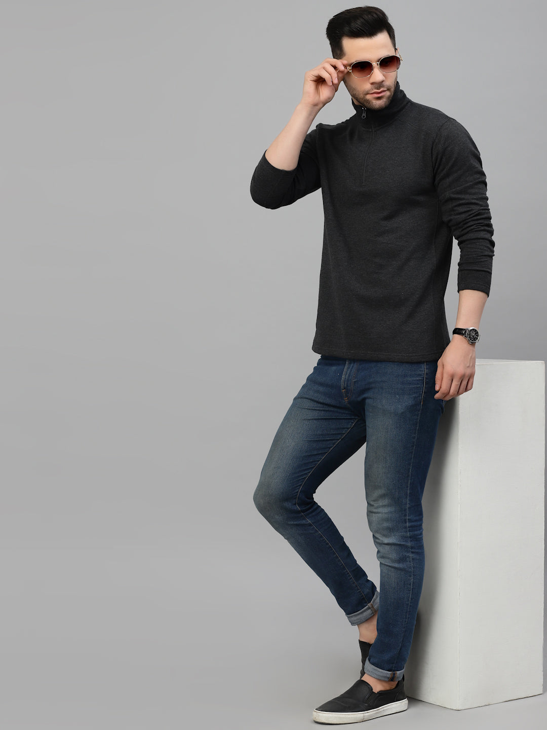 Style Quotient Men Black Sweatshirt-Men's Sweatshirts-StyleQuotient