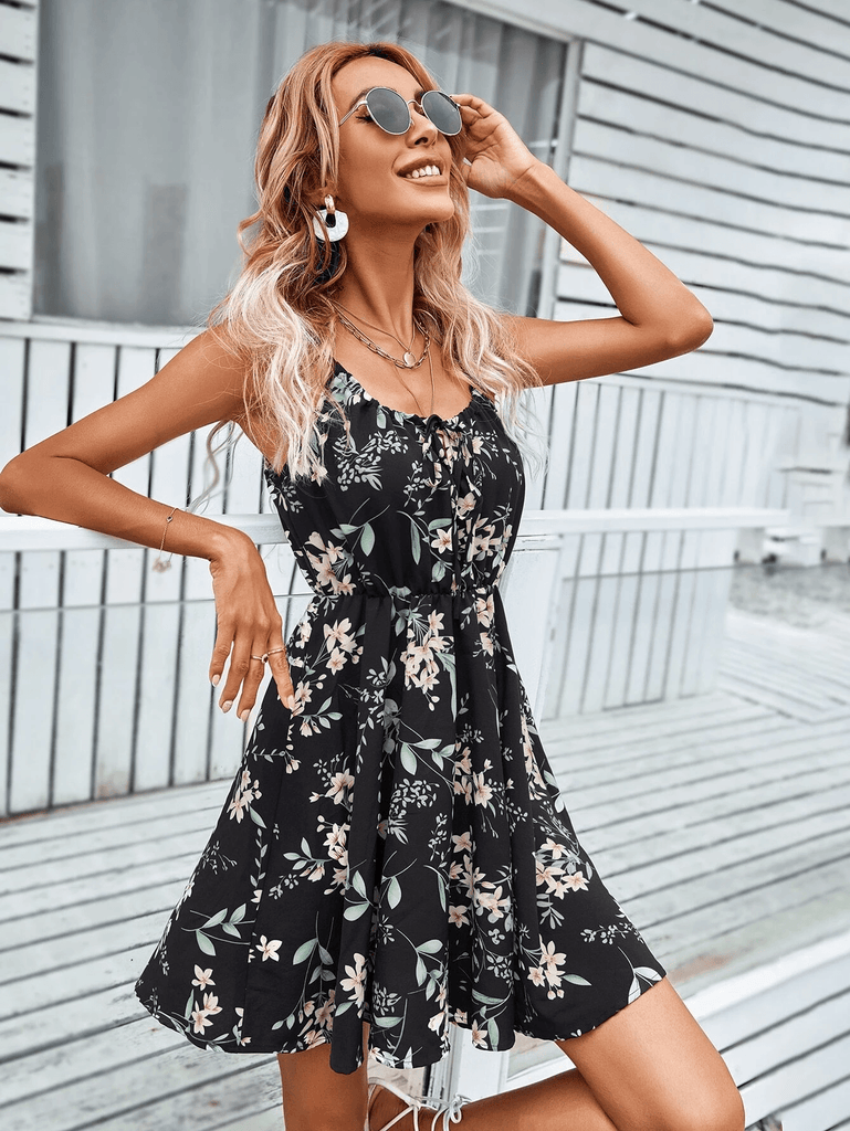 Style Quotient Women Black Printed Dresses-Dresses-StyleQuotient