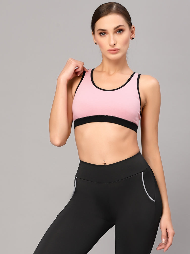 Style Quotient Women Pink Solid Sports Bra-Bras-StyleQuotient