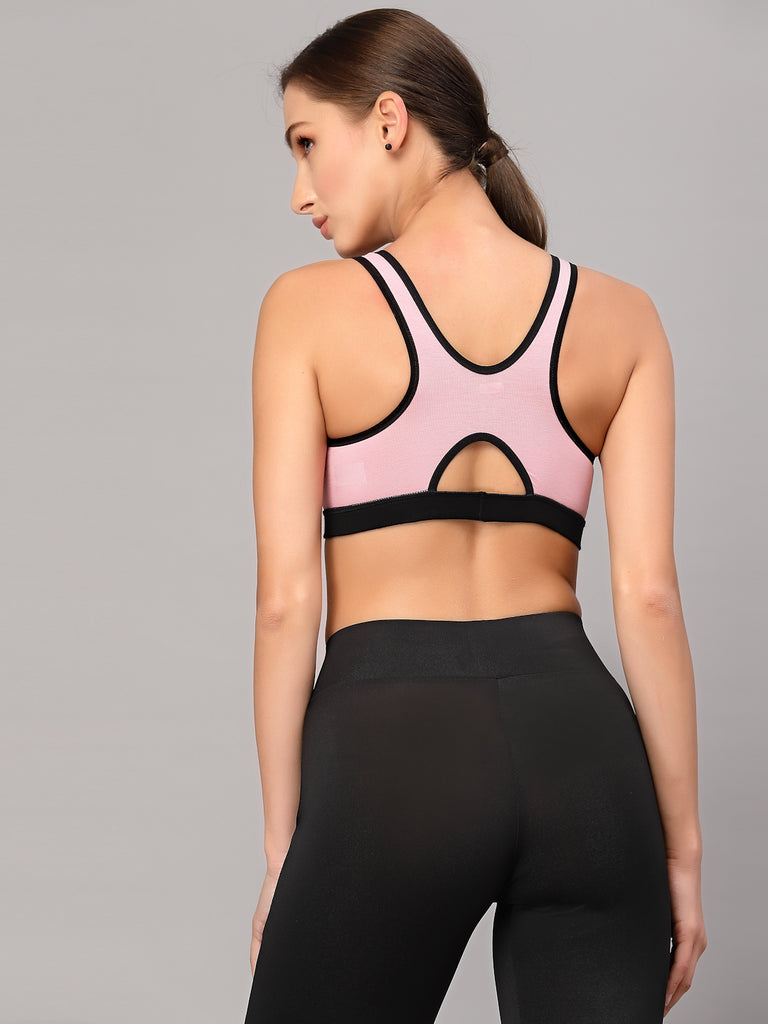 Style Quotient Women Pink Solid Sports Bra-Bras-StyleQuotient