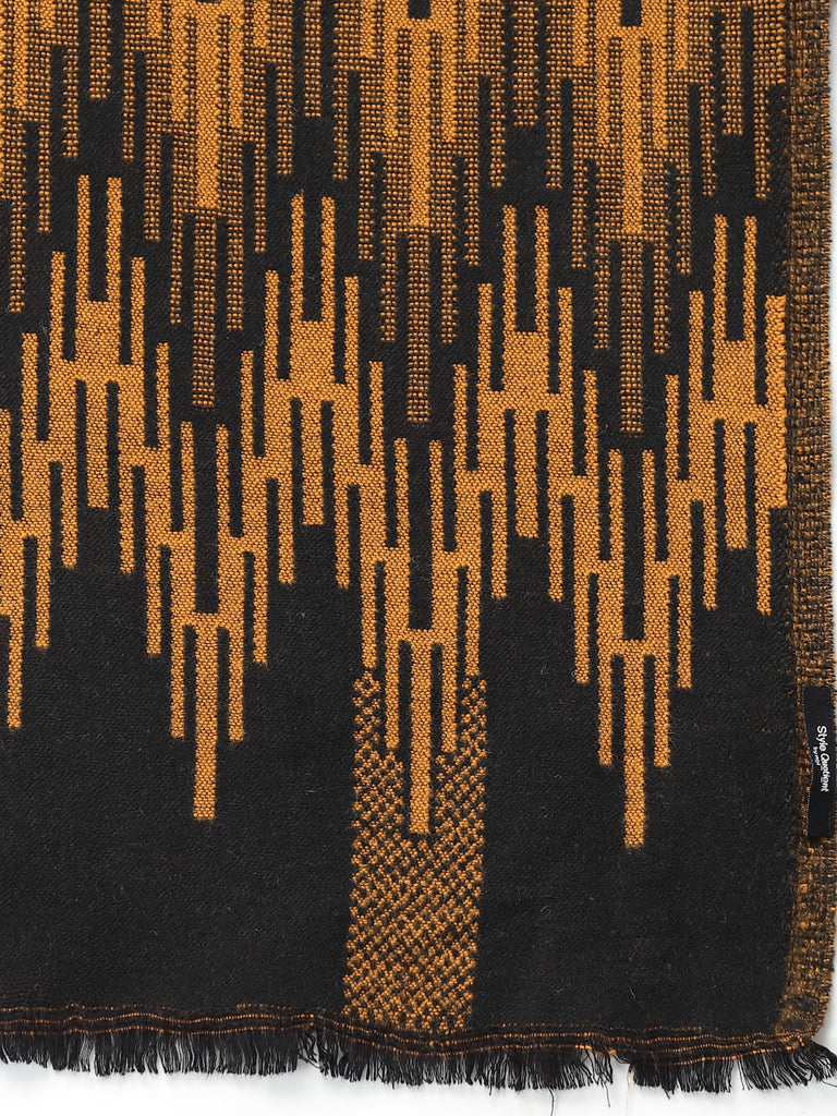 Style QuotientWomen Gold-Colored & Black Geometric Printed Jacquard Woven Shawl-Shawl-StyleQuotient