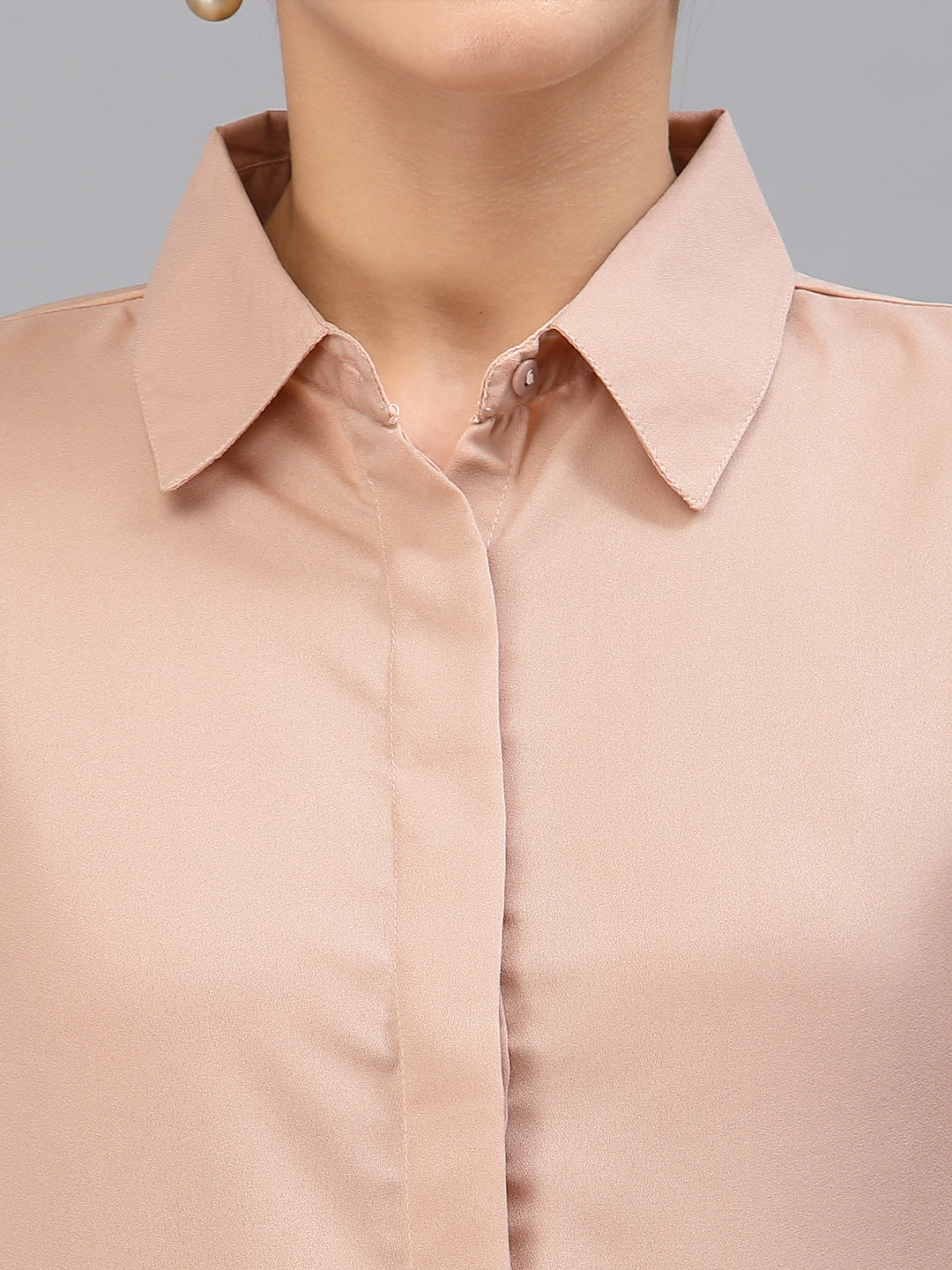 Style Quotient Women Solid Nude Polymoss Regular Formal Shirt-Shirts-StyleQuotient