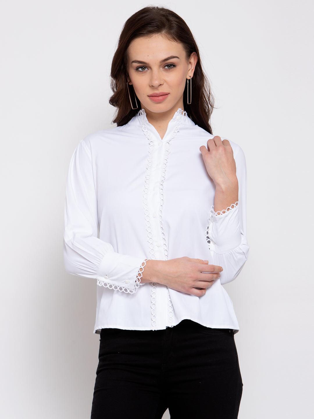 Women White Casual Shirt-Shirts-StyleQuotient