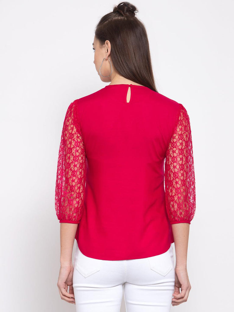 Women's Pink Solid Regular Sleeves Top-Tops-StyleQuotient