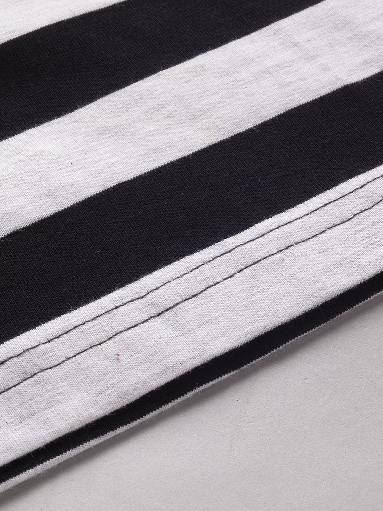 Women Black White Jersey Stripe Midi Tube Skirts-Skirts-StyleQuotient