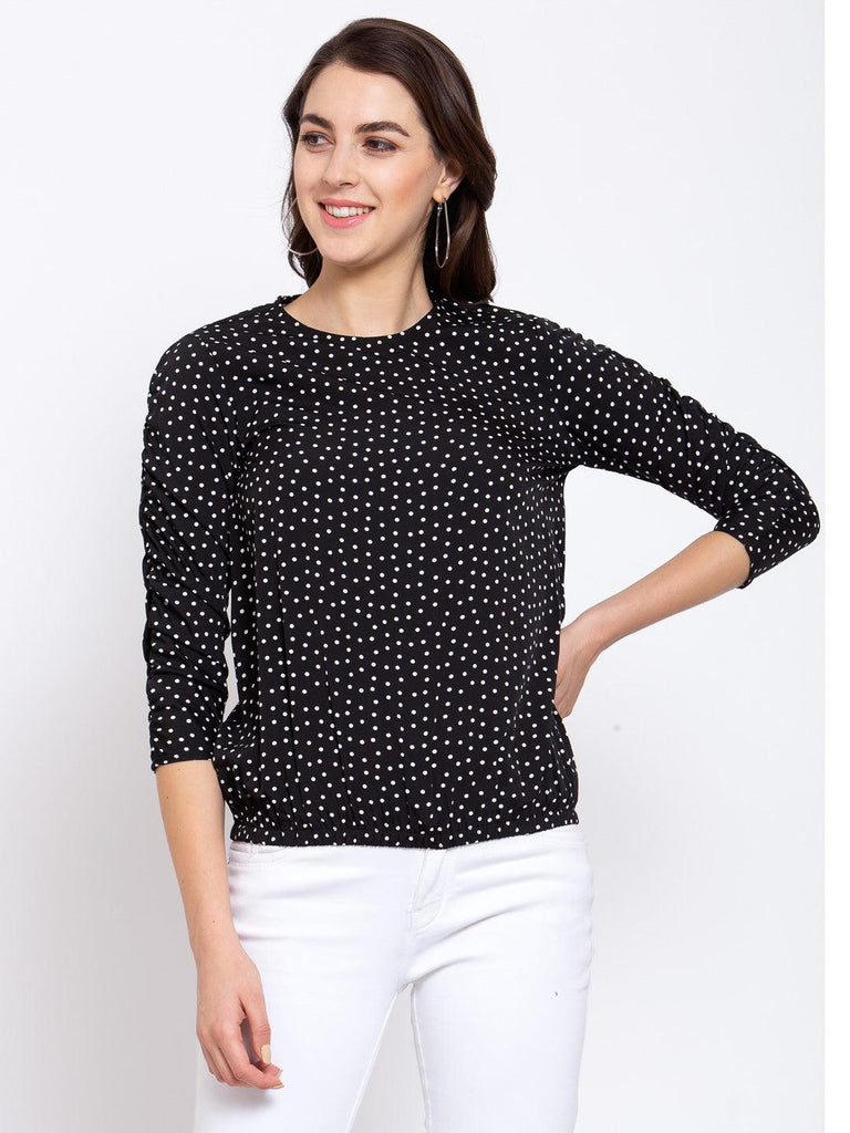 Women Black And White Polka dot Top-Tops-StyleQuotient