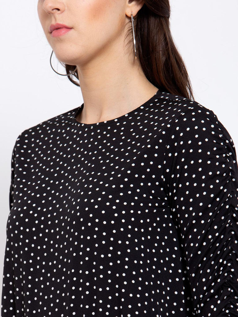 Women Black And White Polka dot Top-Tops-StyleQuotient