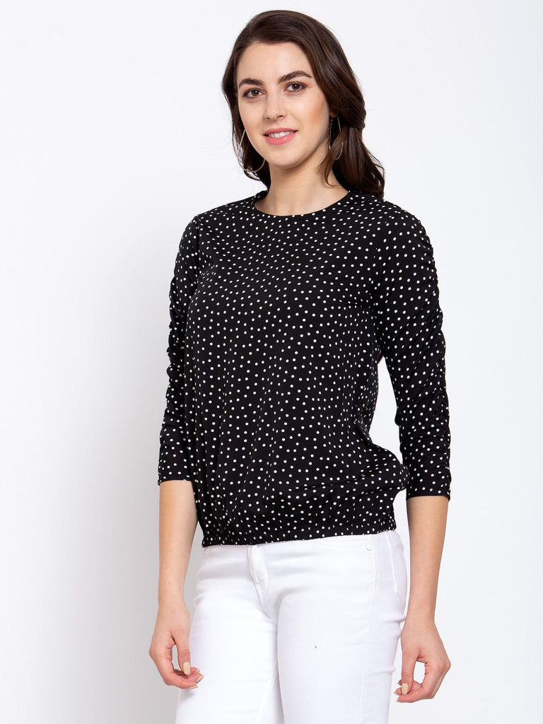 Women Black And White Polka dot Top-Tops-StyleQuotient