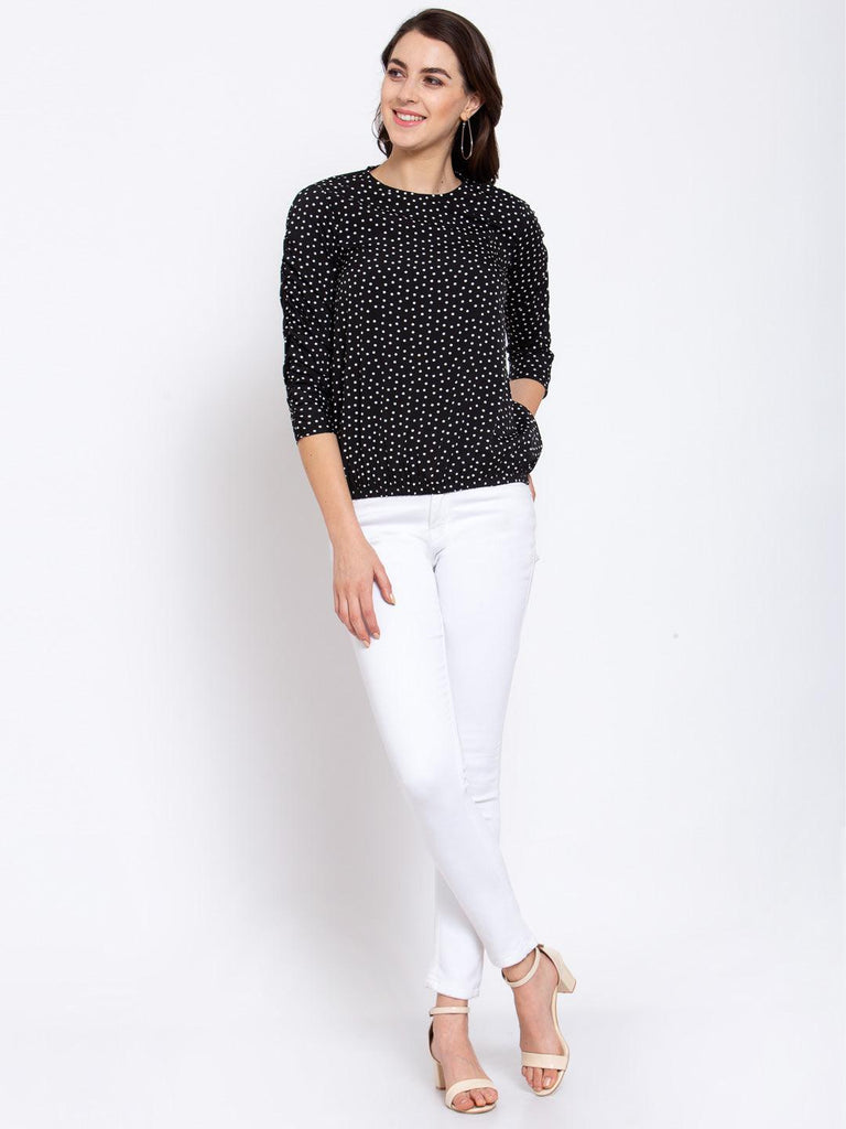 Women Black And White Polka dot Top-Tops-StyleQuotient