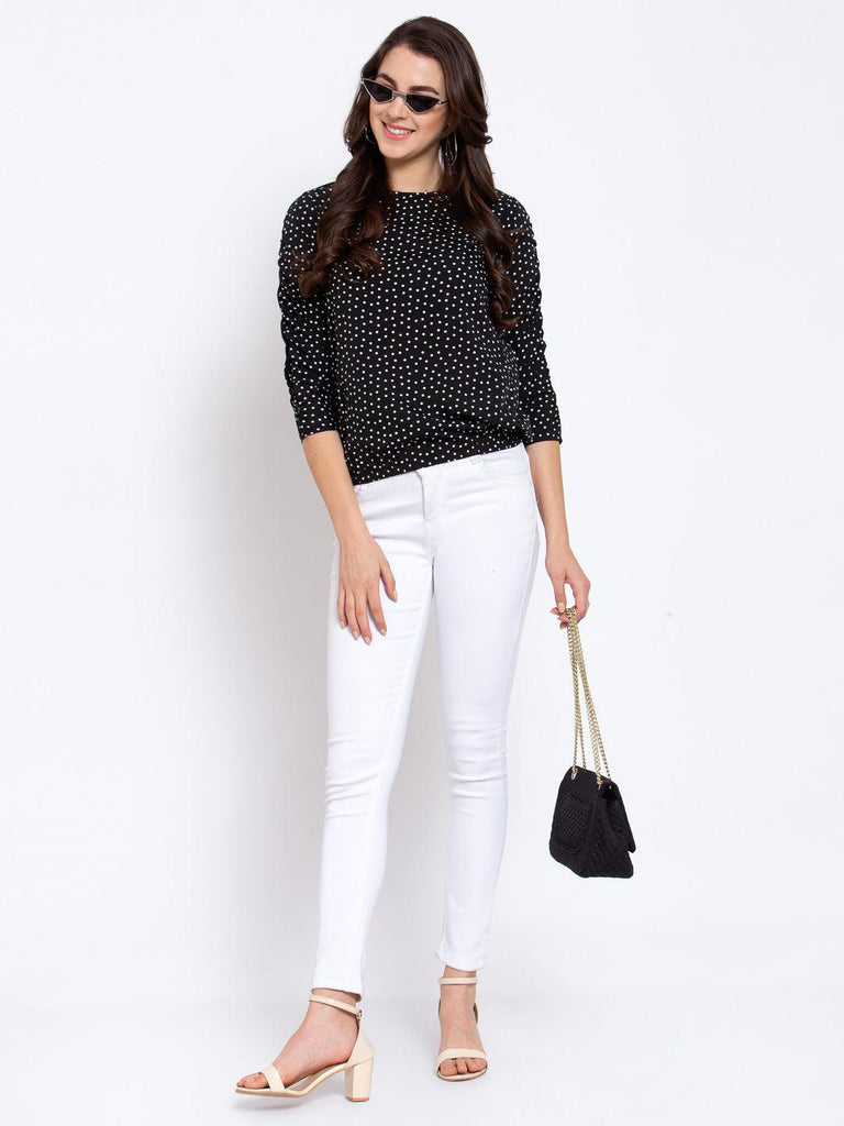 Women Black And White Polka dot Top-Tops-StyleQuotient