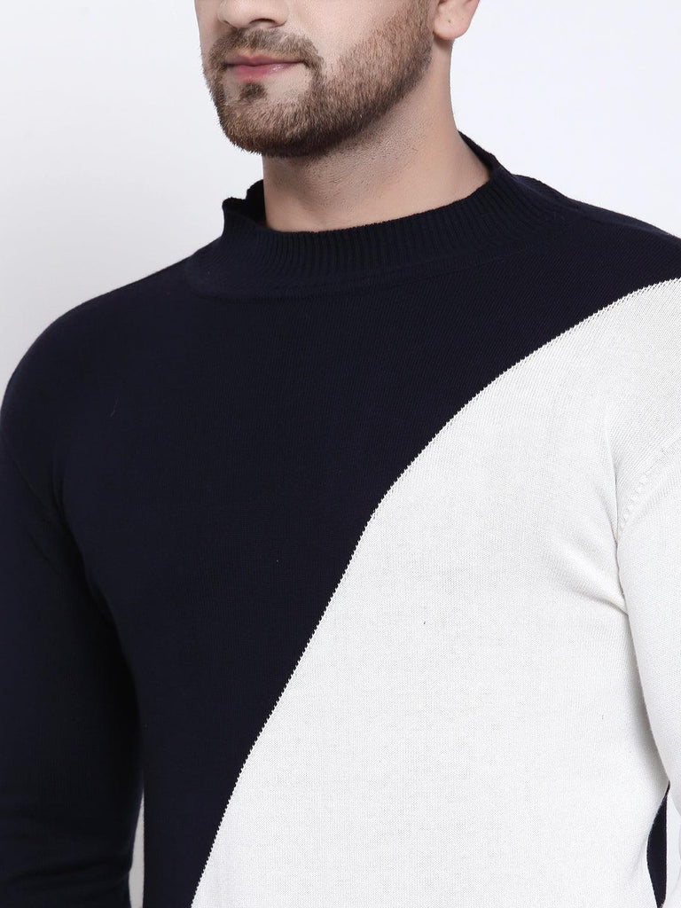 Mens Navy Blue Solid Sweaters-Men's Sweaters-StyleQuotient