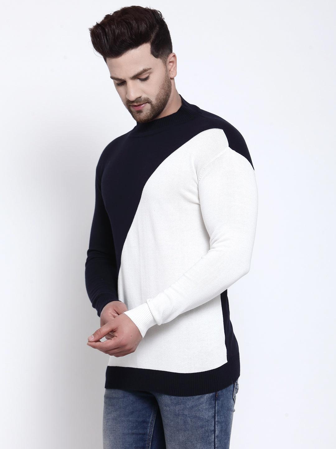 Mens Navy Blue Solid Sweaters-Men's Sweaters-StyleQuotient