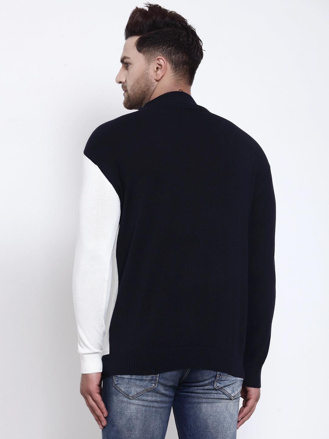 Mens Navy Blue Solid Sweaters-Men's Sweaters-StyleQuotient