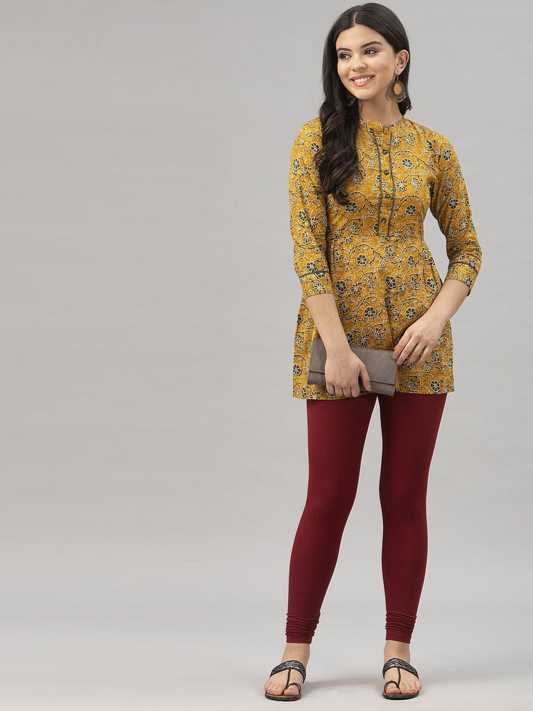 Women Maroon Solid Ankle Length Leggings-Leggings-StyleQuotient