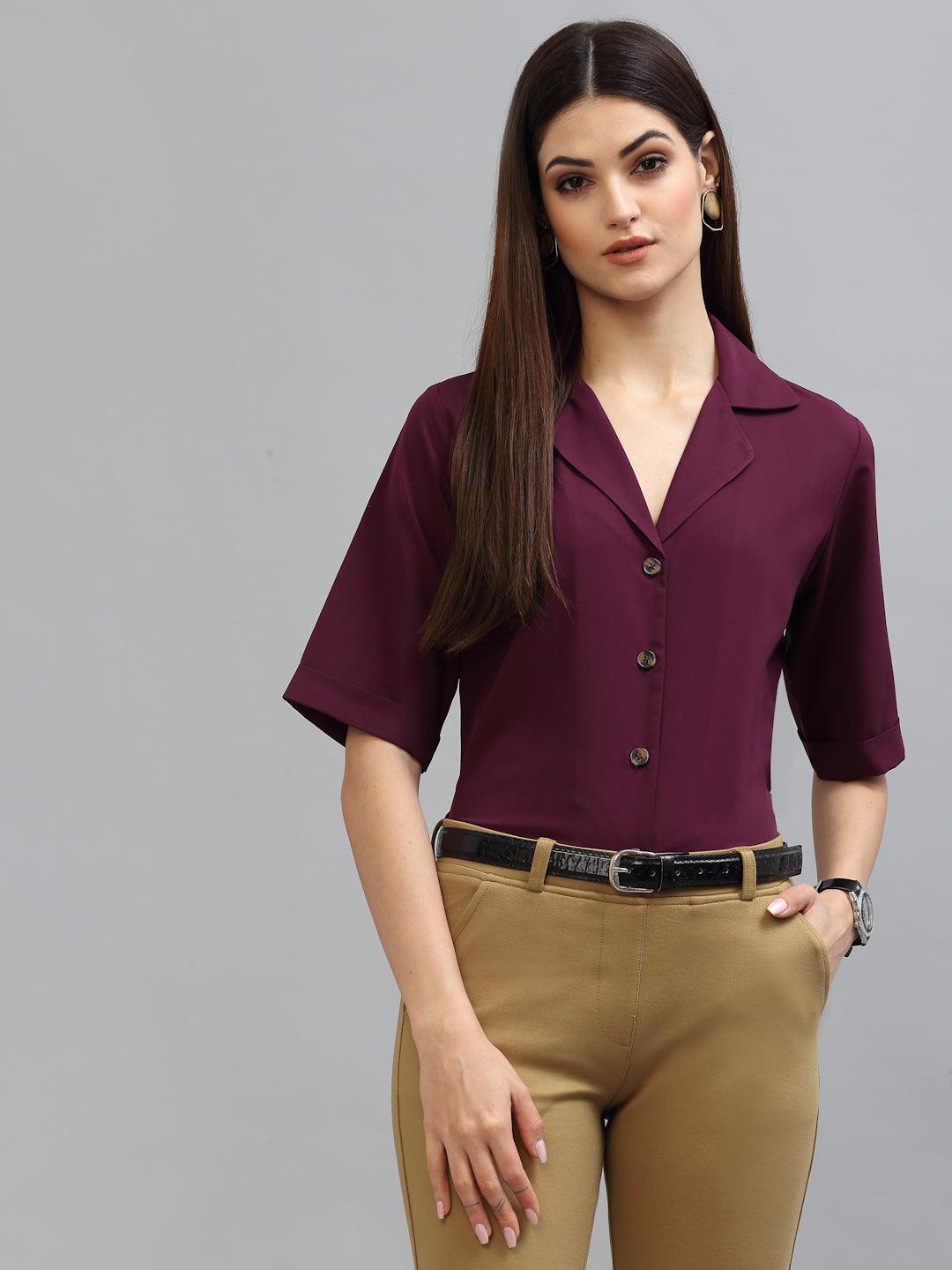 Style Quotient Women Purple Formal Shirt-Shirts-StyleQuotient