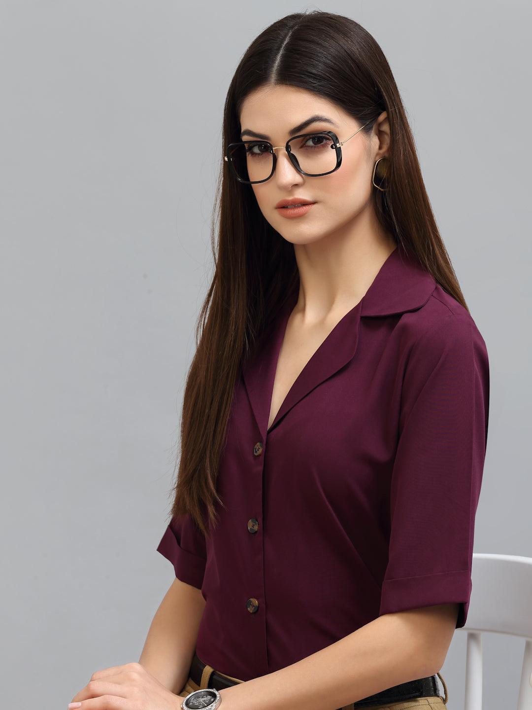 Style Quotient Women Purple Formal Shirt-Shirts-StyleQuotient