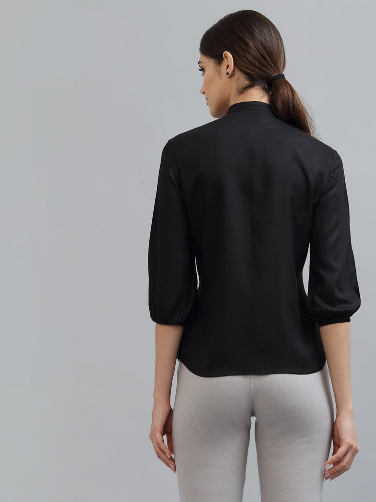 Style Quotient Women Solid Black Viscose Rayon Formal Shirt-Shirts-StyleQuotient