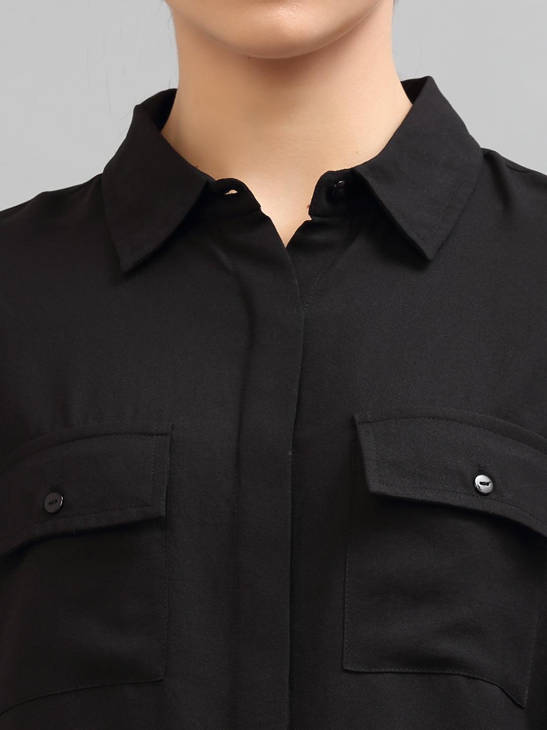 Style Quotient Women Black Formal Shirt-Shirts-StyleQuotient