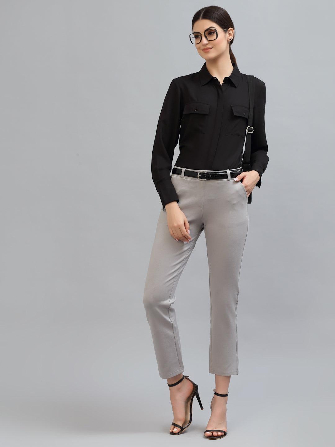 Style Quotient Women Black Formal Shirt-Shirts-StyleQuotient