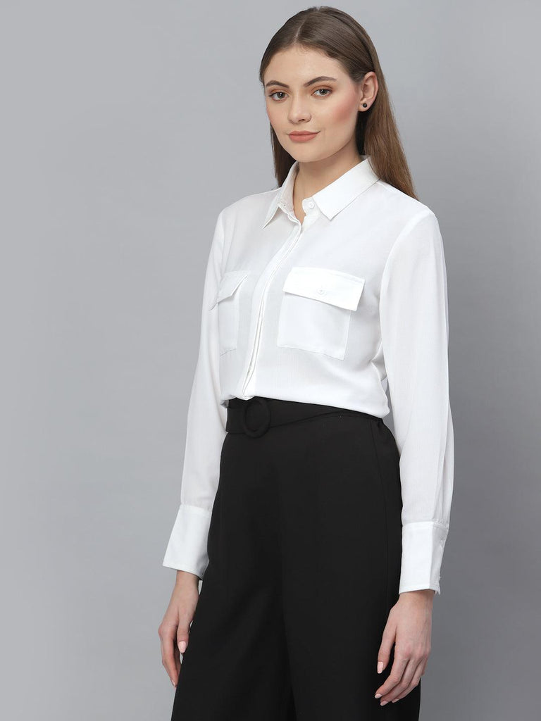 Style Quotient Women White Formal Shirt-Shirts-StyleQuotient