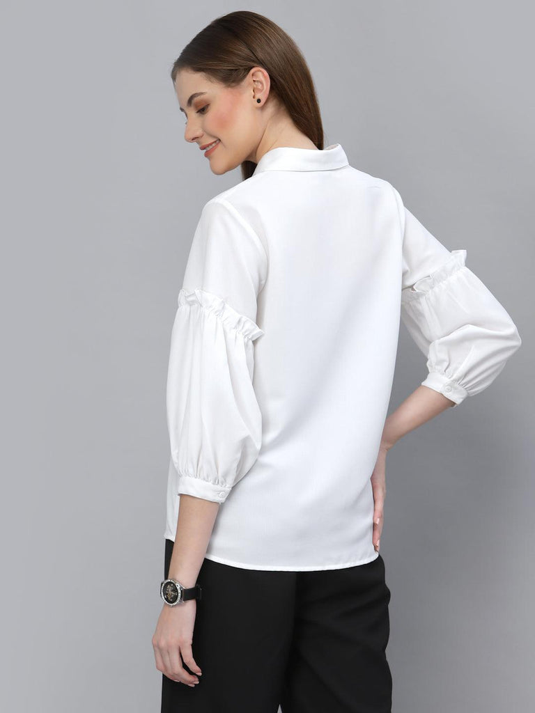 Style Quotient Women Solid White Polymoss Regular Formal Shirt-Shirts-StyleQuotient