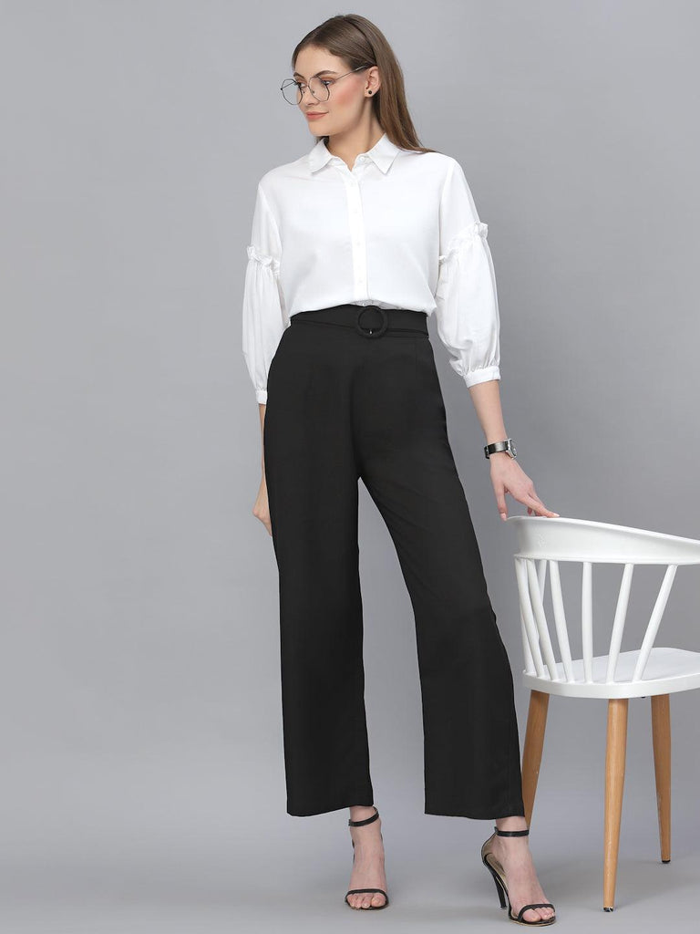 Style Quotient Women Solid White Polymoss Regular Formal Shirt-Shirts-StyleQuotient