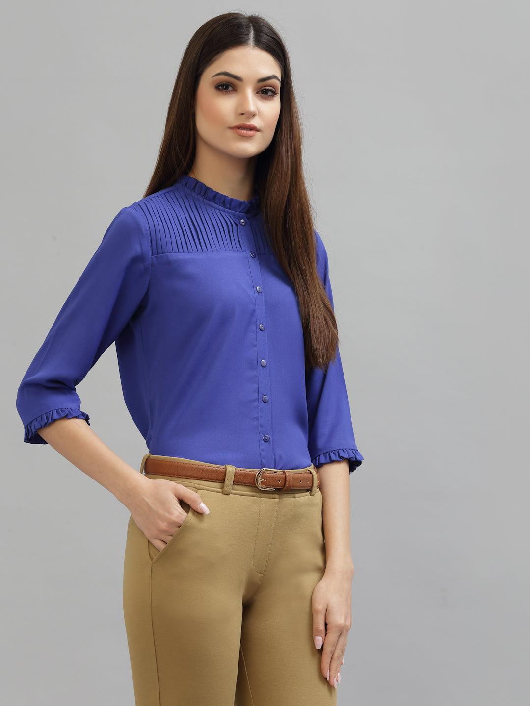 Style Quotient Women Blue Formal Shirt-Shirts-StyleQuotient